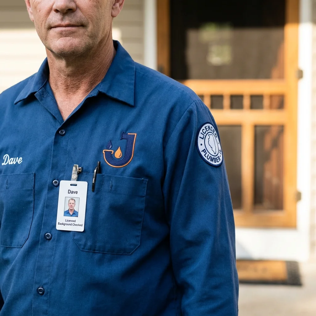 Licensed plumber showing ID badge in Manson, WA