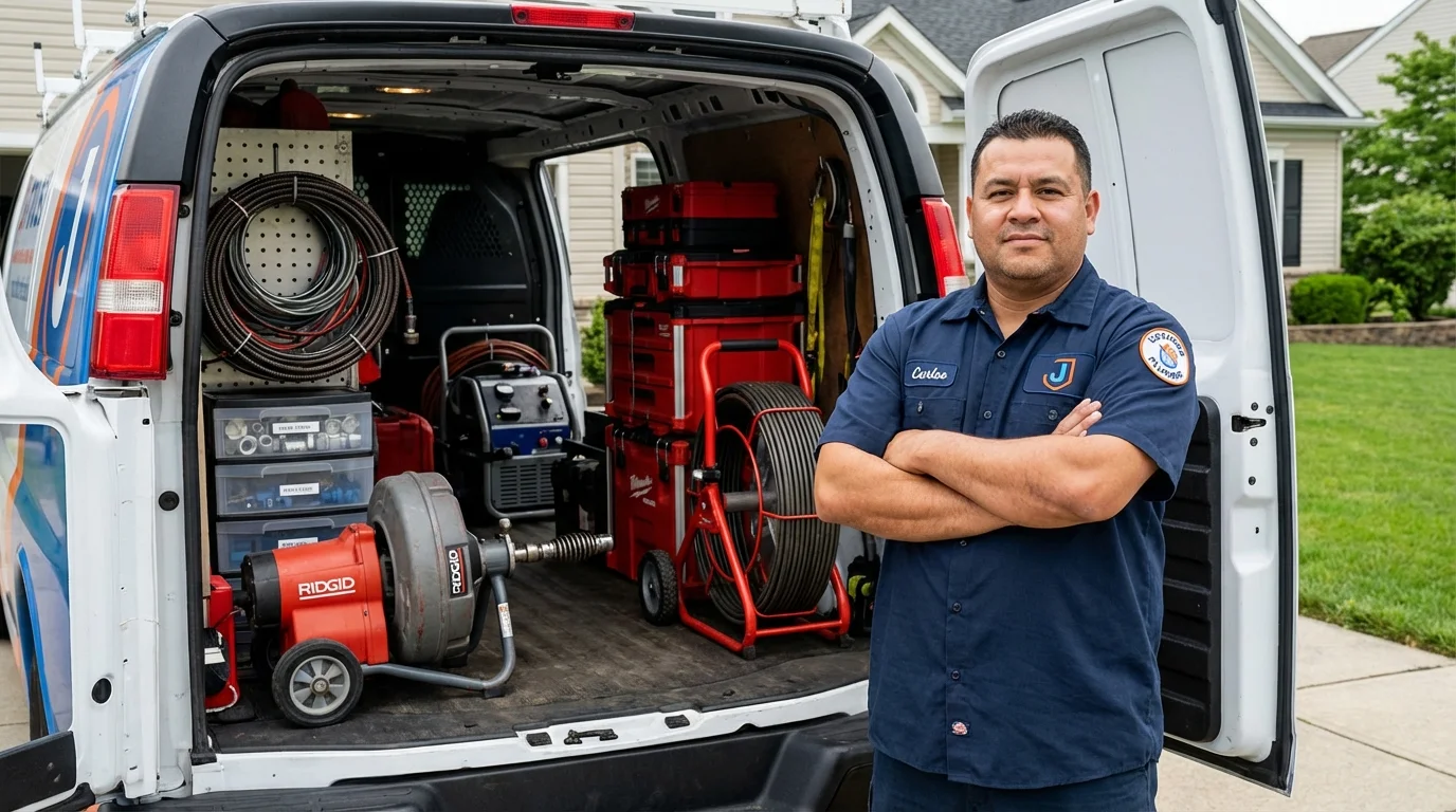 Professional drain cleaning equipment and Johns Plumbing LLC plumber in Manson
