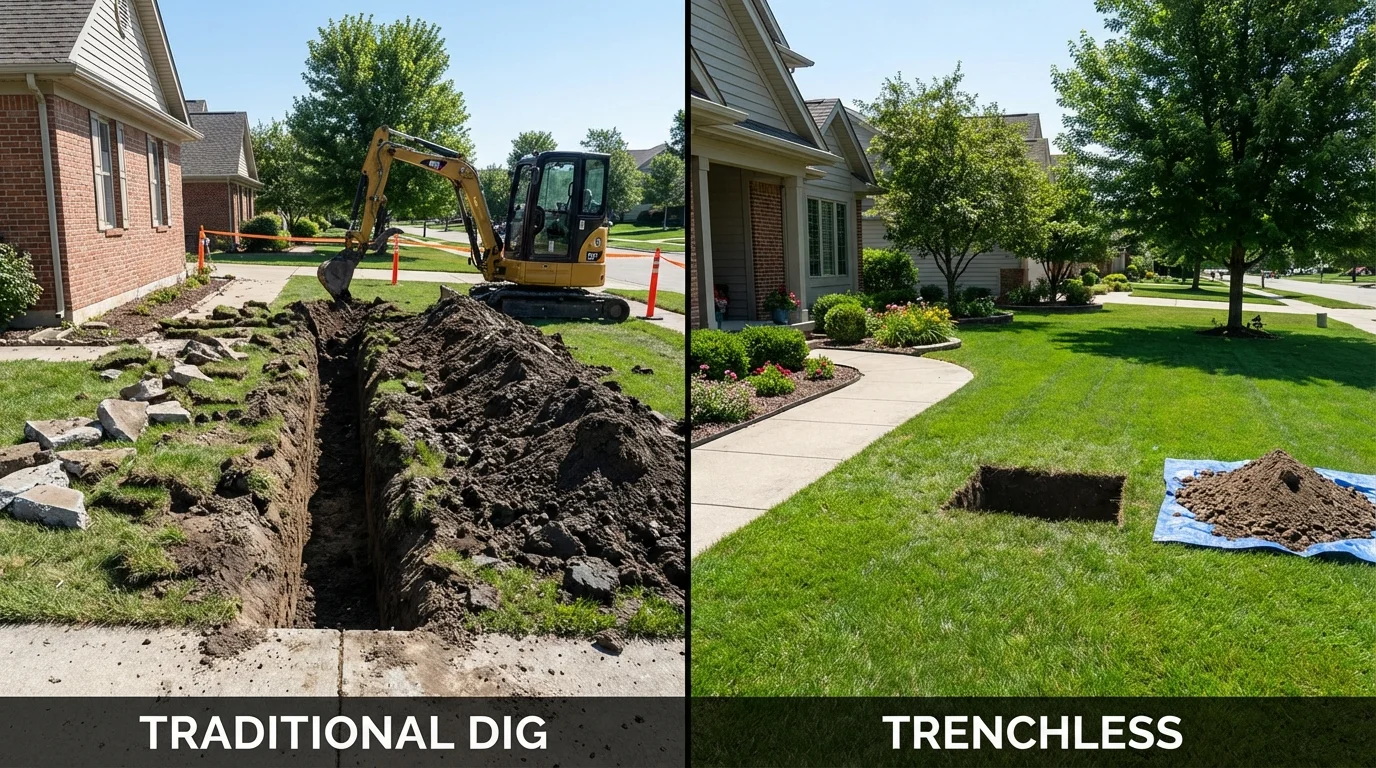 Trenchless sewer repair with minimal yard damage versus traditional excavation in Manson, WA